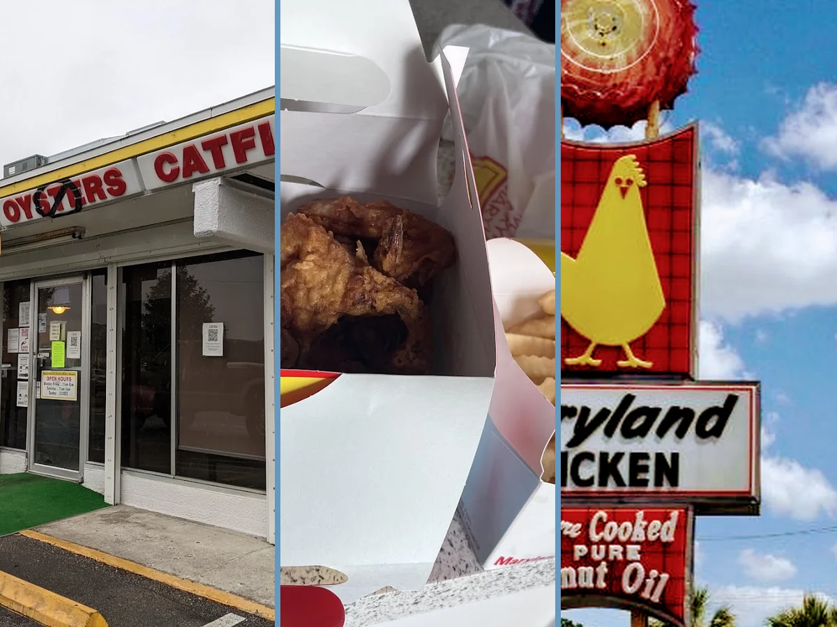 Counter service at a fried chicken restaurant.