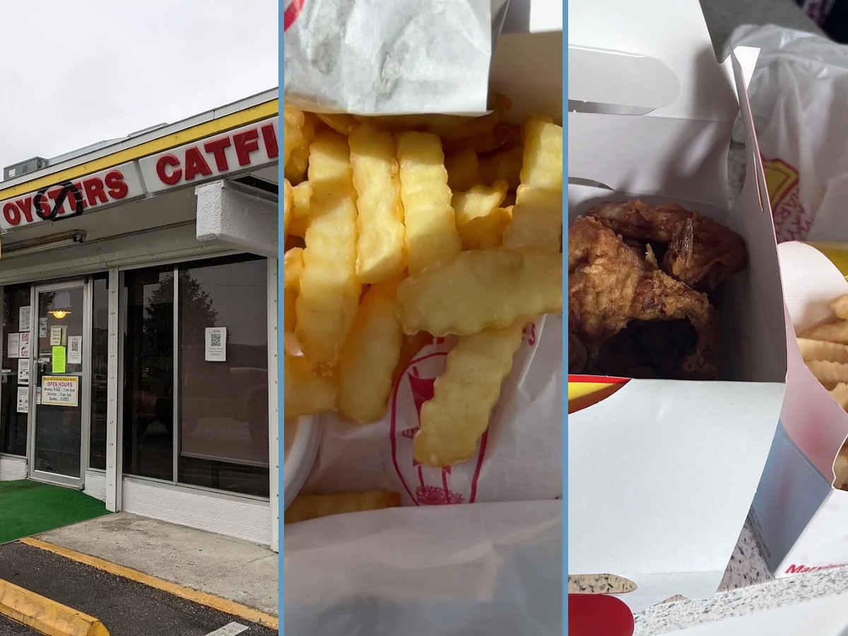 Casual fast-food dining with chicken baskets.